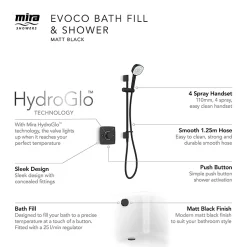 Mira Sh Mira Evoco Dual Outlet Matt Black Thermostatic Mixer Shower With Bathfill