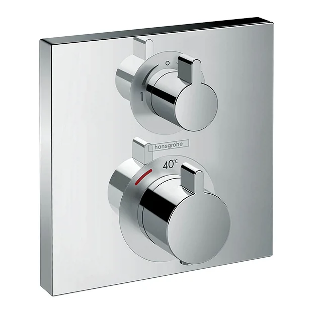 Hansgrohe Ecostat Square Thermostat 2 Function Concealed Finish Set 3 Hansgrohe Ecostat Square Thermostat 2 Function Concealed Finish Set