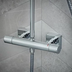 Hansgrohe Vernis Shape EcoSmart Showerpipe 230 Thermostatic Shower Mixer - Chrome -Aqualisa Shop 26097000.ai2