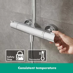 Hansgrohe Crometta S EcoSmart Showerpipe 240 Thermostatic Shower Mixer 12 Hansgrohe Crometta S EcoSmart Showerpipe 240 Thermostatic Shower Mixer -Aqualisa Shop 27267000 d3n 1