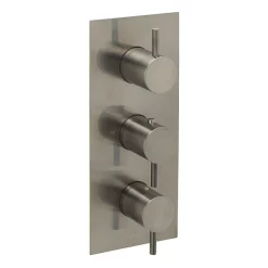 Just Taps Plu JTP Vos Brushed Black Triple Outlet Thermostatic Concealed Shower Valve Vertical