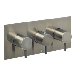 Just Taps Plu JTP Vos Brushed Black Triple Outlet Thermostatic Concealed Shower Valve Horizontal