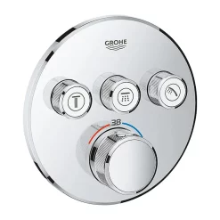 Grohe Grohtherm SmartControl Thermostat Round 3 Outlet Concealed Mixer Trim - Chrome