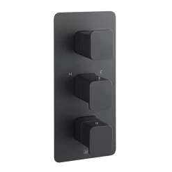 Just Taps Plu JTP Hix Matt Black Triple Outlet Thermostatic Concealed Shower Valve Vertical