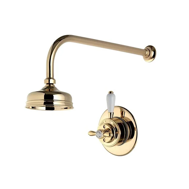Aqualisa - Aquatique Thermo Concealed Thermostatic Valve With 5" Drencher Head & Arm - Gold 4 Aqualisa - Aquatique Thermo Concealed Thermostatic Valve With 5" Drencher Head & Arm - Gold - Image 2