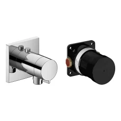 Keuco Ixmo Solo Square Thermostatic Shower Mixer Valve - Chrome