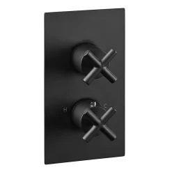 Just Taps Plu JTP Solex Matt Black Twin Outlet Thermostatic Concealed Shower Valve -Aqualisa Shop 6651amb l