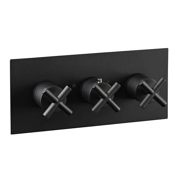 Just Taps Plu JTP Solex Matt Black Triple Outlet Thermostatic Concealed Shower Valve Horizontal 3 Just Taps Plu JTP Solex Matt Black Triple Outlet Thermostatic Concealed Shower Valve Horizontal