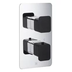 Just Taps Plu JTP Axel Twin Outlet Thermostatic Concealed Shower Valve With Matt Black Handles -Aqualisa Shop 74651mbh l