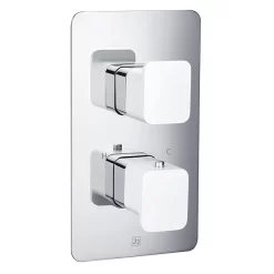 Just Taps Plu JTP Axel Twin Outlet Thermostatic Concealed Shower Valve With Matt White Handles