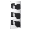 Just Taps Plu JTP Axel Triple Outlet Thermostatic Concealed Shower Valve Vertical With Matt Black Handles