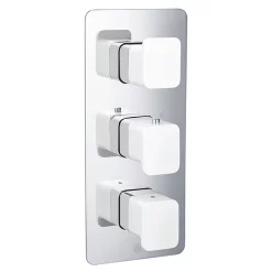 Just Taps Plu JTP Axel Triple Outlet Thermostatic Concealed Shower Valve Vertical With Matt White Handles