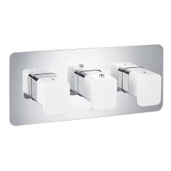 Just Taps Plu JTP Axel Twin Outlet Thermostatic Concealed Shower Valve Horizontal With Matt White Handles