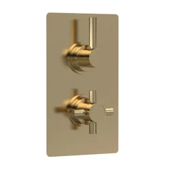 Hudson Reed Tec Pura Concealed Twin Shower Valve With Built-in Diverter - Brushed Brass