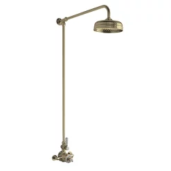 Hudson Reed Brushed Brass Thermostatic Shower Valve & Rigid Riser Kit
