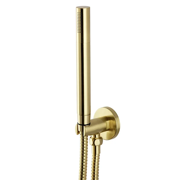 Arezzo Brushed Brass Concealed Individual Diverter + Thermostatic Control Valve With Handset + Wall Mounted Shower Head 7 Arezzo Brushed Brass Concealed Individual Diverter + Thermostatic Control Valve With Handset + Wall Mounted Shower Head - Image 5