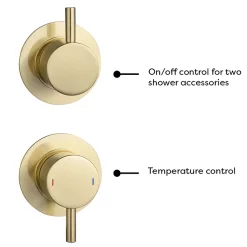 Arezzo Brushed Brass Concealed Individual Diverter + Thermostatic Control Valve W. 4 Body Jets + Fixed Head -Aqualisa Shop arzbisvpk5d4
