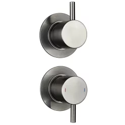 Arezzo Gunmetal Grey Concealed Individual Diverter + Thermostatic Control Valve With Handset + Wall Mounted Shower Head -Aqualisa Shop arzgmisvpk4 n d1