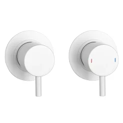 Arezzo Matt White Concealed Individual Stop Tap + Thermostatic Control Valve With Wall Mounted Shower Head -Aqualisa Shop arzwisvpk3d3