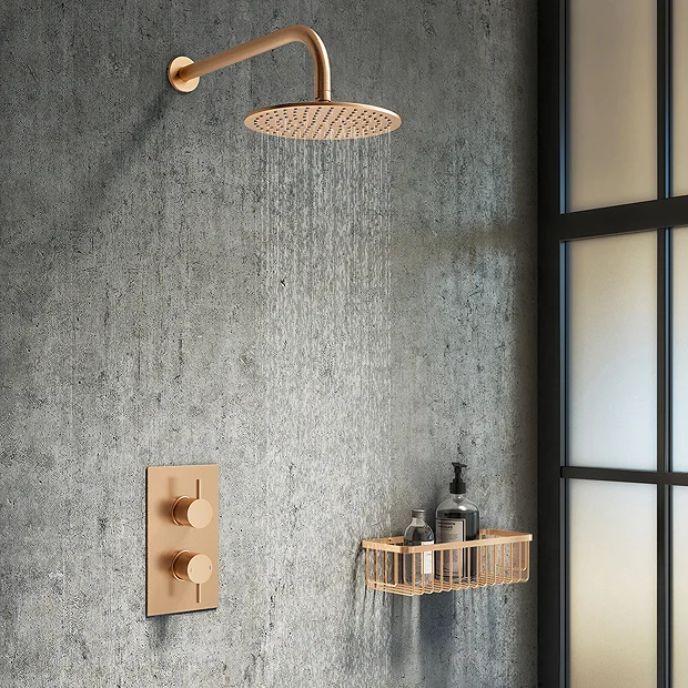 Arezzo Brushed Bronze Round Modern Twin Concealed Shower Valve 5 Arezzo Brushed Bronze Round Modern Twin Concealed Shower Valve - Image 3