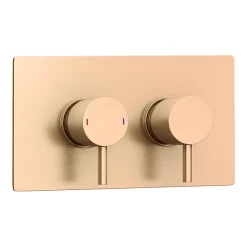 Arezzo Brushed Bronze Round Modern Twin Concealed Shower Valve With Diverter -Aqualisa Shop avlvbrz2 d3