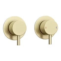 Arezzo Brushed Brass Concealed Individual Stop Tap + Thermostatic Control Shower Valve -Aqualisa Shop azbb36 n d1