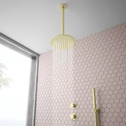 Arezzo Brushed Brass Concealed Individual Diverter + Thermostatic Control Shower Valve -Aqualisa Shop azbb39 d6