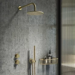 Arezzo Brushed Brass Concealed Individual Diverter + Thermostatic Control Shower Valve -Aqualisa Shop azbb39nd1