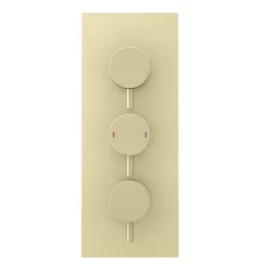 Arezzo Brushed Brass Round Thermostatic Shower Pack With Ceiling Mounted Head + Handset