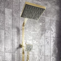 Arezzo Square Thermostatic Shower - Brushed Brass