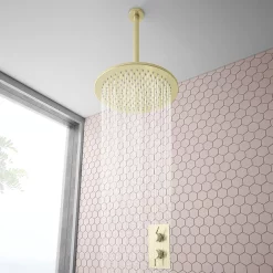 Arezzo Brushed Brass Round Modern Twin Concealed Shower Valve -Aqualisa Shop azbbsv d6