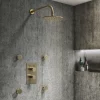 Arezzo Brushed Brass Round Modern Twin Concealed Shower Valve With Diverter