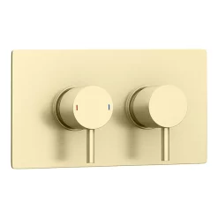 Arezzo Brushed Brass Round Modern Twin Concealed Shower Valve With Diverter -Aqualisa Shop azbbsvdnd1