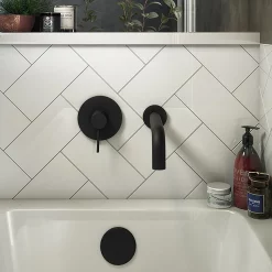 Arezzo Matt Black Round Concealed Manual Shower Valve -Aqualisa Shop azbkmsv d3