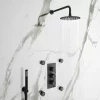 Arezzo Round Triple Concealed Thermostatic Shower Valve With Diverter - Matt Black -Aqualisa Shop azblkr38 d3