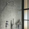 Arezzo Chrome Industrial Style Round Modern Twin Concealed Shower Valve With Diverter -Aqualisa Shop azchiv2d3
