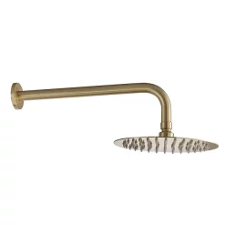 Arezzo Fluted Brushed Brass Round Shower Package With Concealed Valve + Head