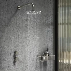 Arezzo Brushed Gunmetal Grey Concealed Individual Stop Tap + Thermostatic Control Shower Valve -Aqualisa Shop azgm36nd3