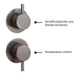 Arezzo Brushed Gunmetal Grey Concealed Individual Stop Tap + Thermostatic Control Shower Valve -Aqualisa Shop azgm36nd4