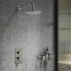 Arezzo Brushed Gunmetal Grey Round Modern Twin Concealed Shower Valve -Aqualisa Shop azgmsv n d2