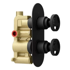 Arezzo Matt Black Industrial Style Round Modern Twin Concealed Shower Valve