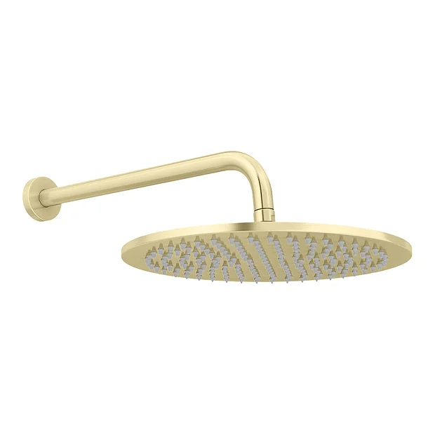 Arezzo Brushed Brass Industrial Style Push Button Shower Valve With Diverter, Handset, Fixed Shower Head + 4 Body Jets 7 Arezzo Brushed Brass Industrial Style Push Button Shower Valve With Diverter, Handset, Fixed Shower Head + 4 Body Jets - Image 5