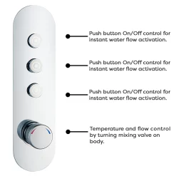 Arezzo Chrome Industrial Style Push Button Shower Valve (3 Outlets) -Aqualisa Shop azpb03rch d2