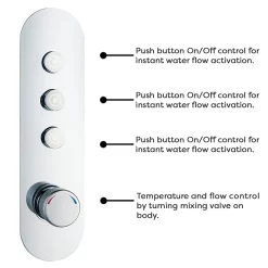 Arezzo Chrome Industrial Style Push Button Shower Valve With Diverter, Handset, Fixed Shower Head + 4 Body Jets -Aqualisa Shop azpb03rchpk d1