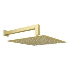 Arezzo Brushed Brass Square Shower System (Valve With Fixed Shower Head + 4 Body Jets) -Aqualisa Shop azqssv4bjbb d4