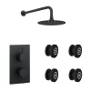 Arezzo Matt Black Round Shower System With Diverter, Fixed Shower Head + 4 Body Jets -Aqualisa Shop azrdsv4bj n detail5