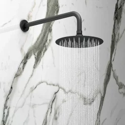 Arezzo Matt Black Round Shower System With Diverter, Fixed Shower Head + 4 Body Jets -Aqualisa Shop azrdsv4bjd1