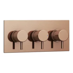 Arezzo Rose Gold Round Modern Triple Concealed Shower Valve -Aqualisa Shop azrgtsvnd1