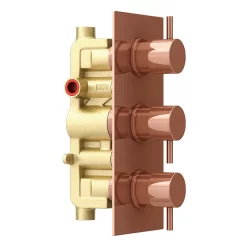 Arezzo Rose Gold Round Modern Triple Concealed Shower Valve -Aqualisa Shop azrgtsvnd2