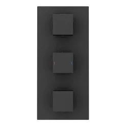 Arezzo Matt Black Square Triple Thermostatic Shower Pack W. Flat Fixed Head + Handset -Aqualisa Shop azscvsp3d4